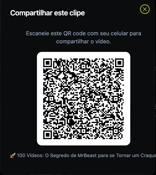 QR Code pra compartilhar o corte direto no celular
