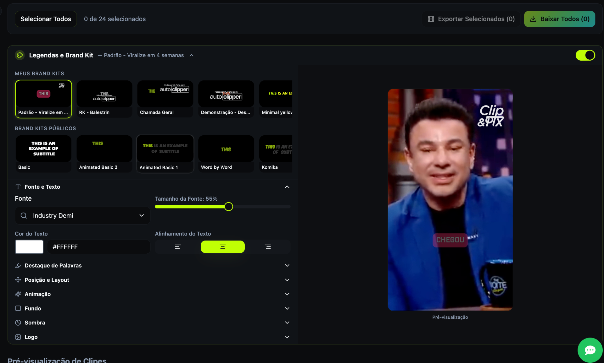 AutoClip AI — Legendas e Brand Kit
